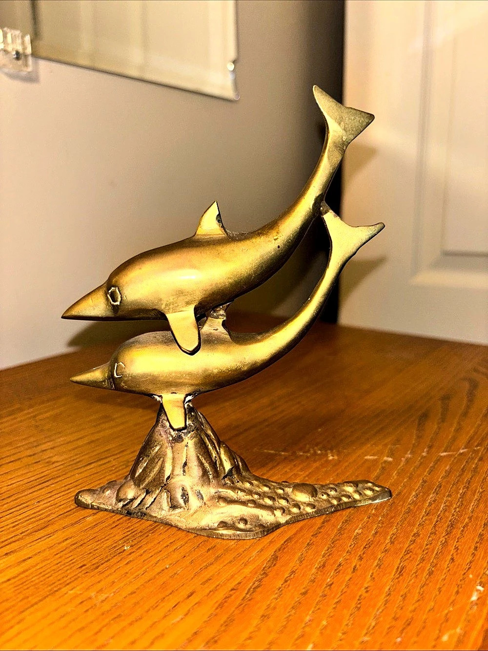 Brass-Tone Dolphin Sculpture Decor